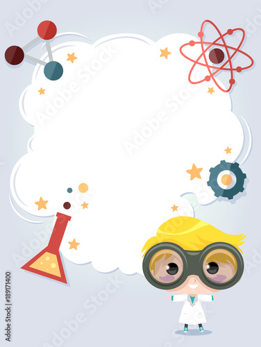 Kid Boy Science Club Frame Background Illustration