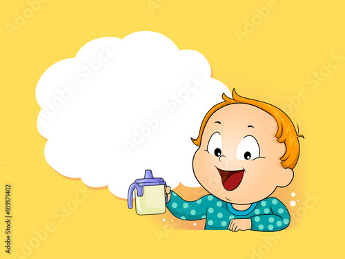 Kid Boy Toddler Sippy Cup Illustration