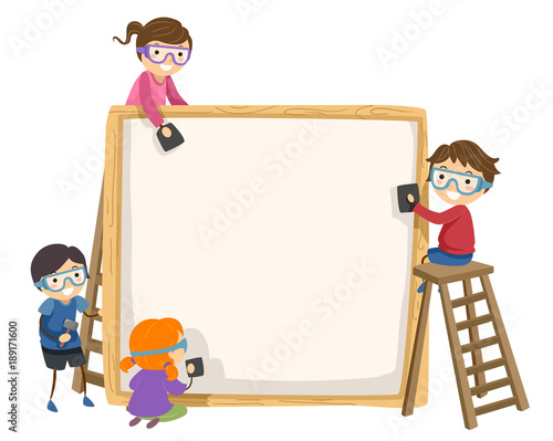 Stickman Kids Woodwork Club Frame Illustration