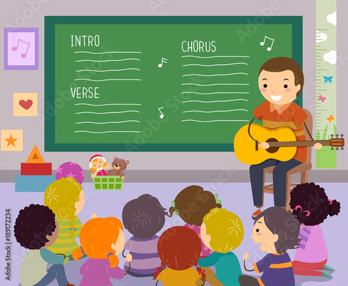 Stickman Kids Teacher Song Illustration