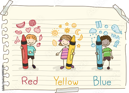 Stickman Kids Basic Colors Doodles Illustration