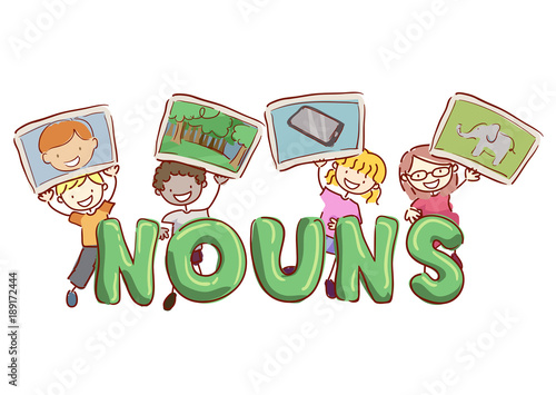 Stickman Kids Language Nouns Illustration