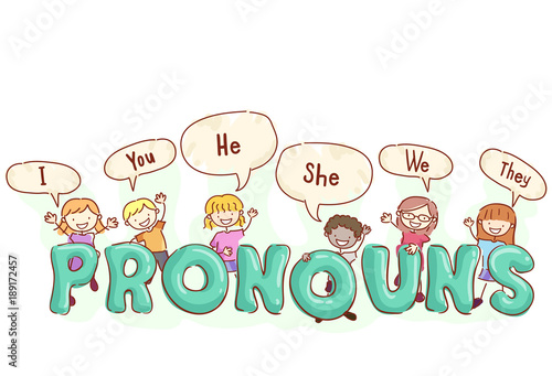 Stickman Kids Language Pronouns Illustration