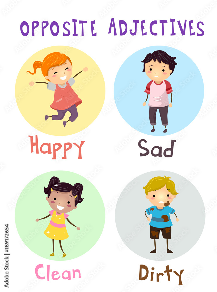 Stickman Kids Opposite Adjectives Illustration Stickman Kids Opposite Adjectives Illustration