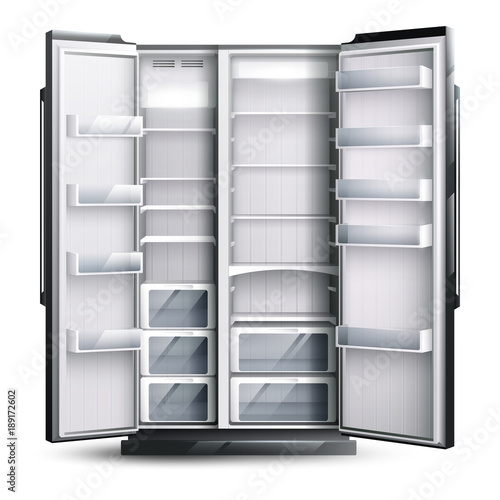 Opened Wider Empty Refrigerator