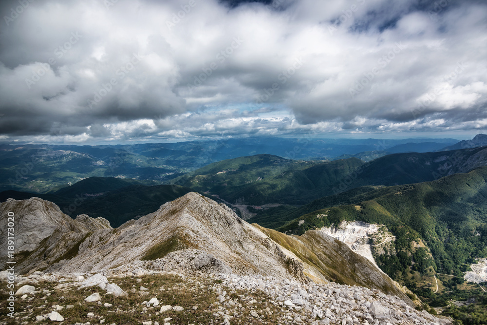 The Apuan alps and the valley