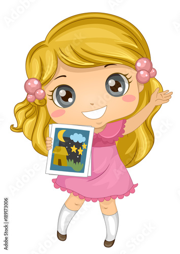 Kid Girl Story Telling Picture Illustration