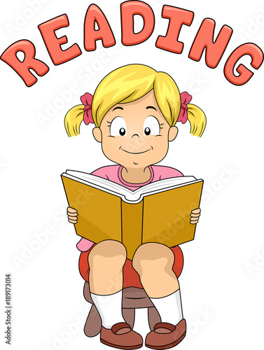 Kid Girl Text Reading Illus...