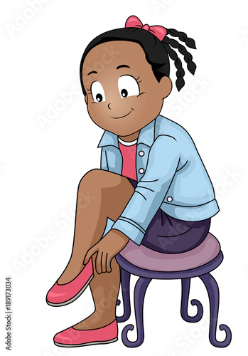 Kid Girl Wearing Shoes Illustration