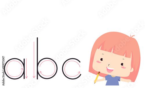 Kid Girl Write Lowercase Il...