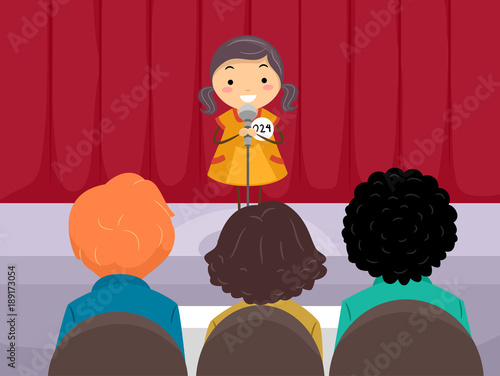 Stickman Kid Girl Audition Illustration