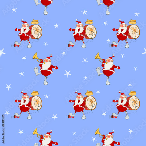 Background with Cute Santa Claus. Seamless Pattern