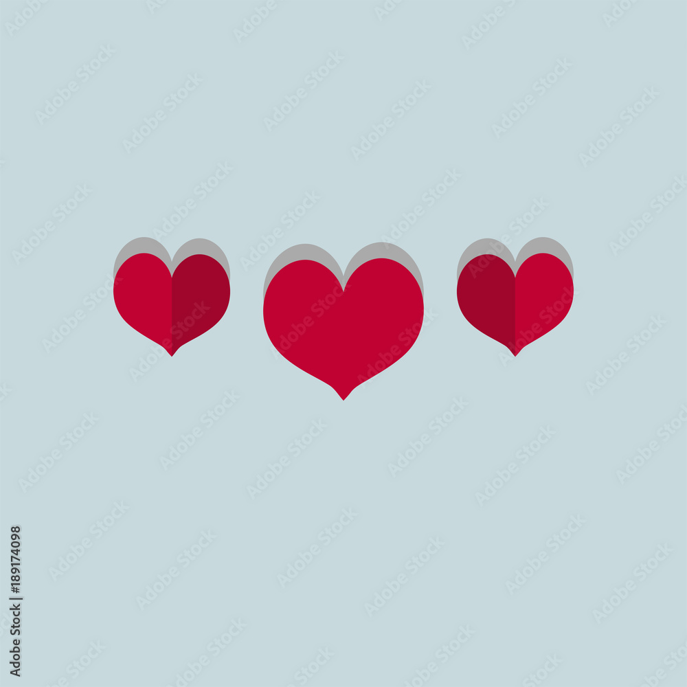 Two-colored hearts for Valentine's Day on a blue background