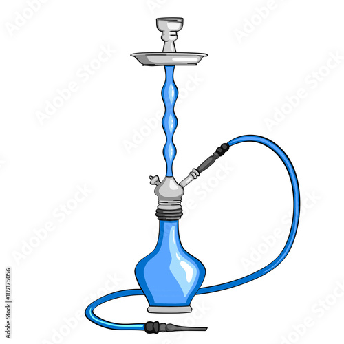 The hookah object is blue. On a white background. Vector