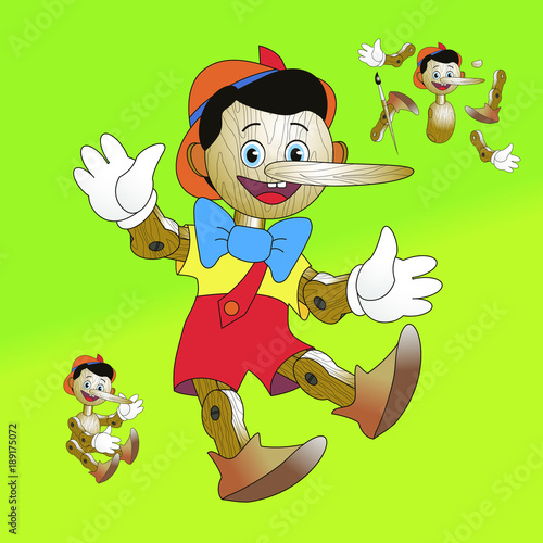 Pinocchio; Wooden toy to take apart vector