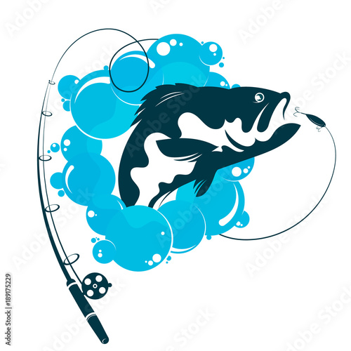 Fish and fishing rod vector