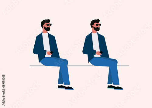 modern guy sits looking away vector illustration isolated