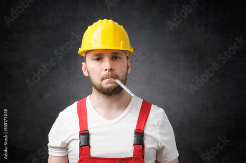 Sick construction worker
