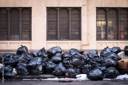 Trash on the sidewalk