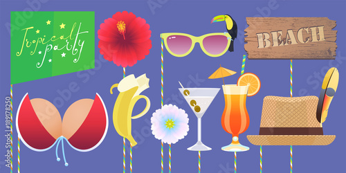 Photo booth props collection for party vector