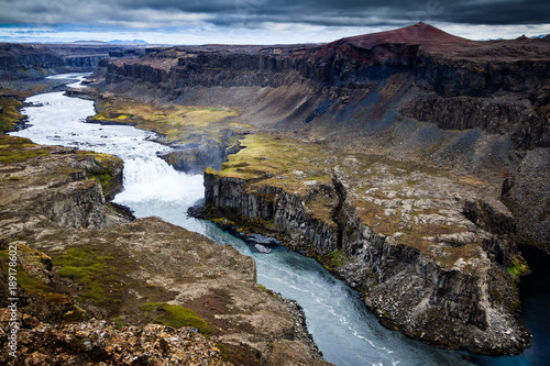 Quadro su tela Hafragilsfoss waterfall is part of the never-ending glacier river flowing from t