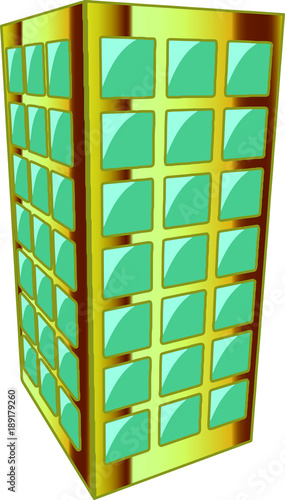 Metallic Gold building Perspective.eps