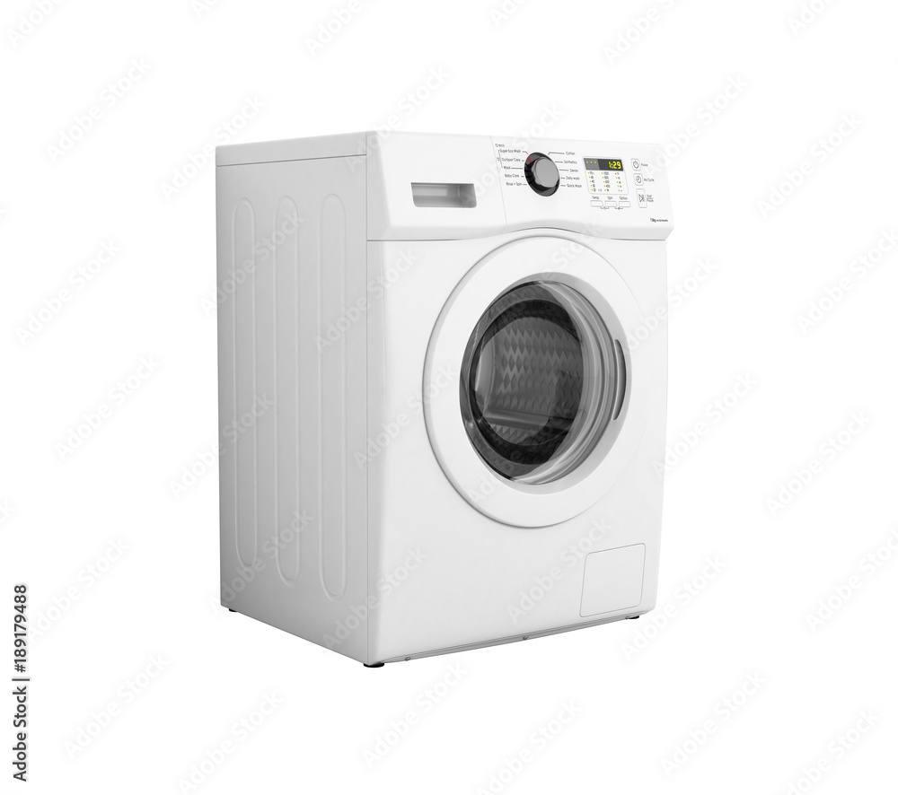 Washing machine on white background without shadow 3d illustration