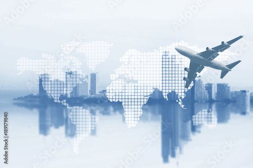 Wallpaper Mural Transportation, import-export and logistics concept, container truck, ship in port and freight cargo plane in transport and import-export commercial logistic, shipping business industry Torontodigital.ca