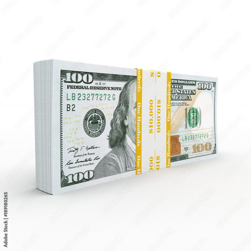3d rendering a pack of US dollars 3d rendering a pack of US dollars
