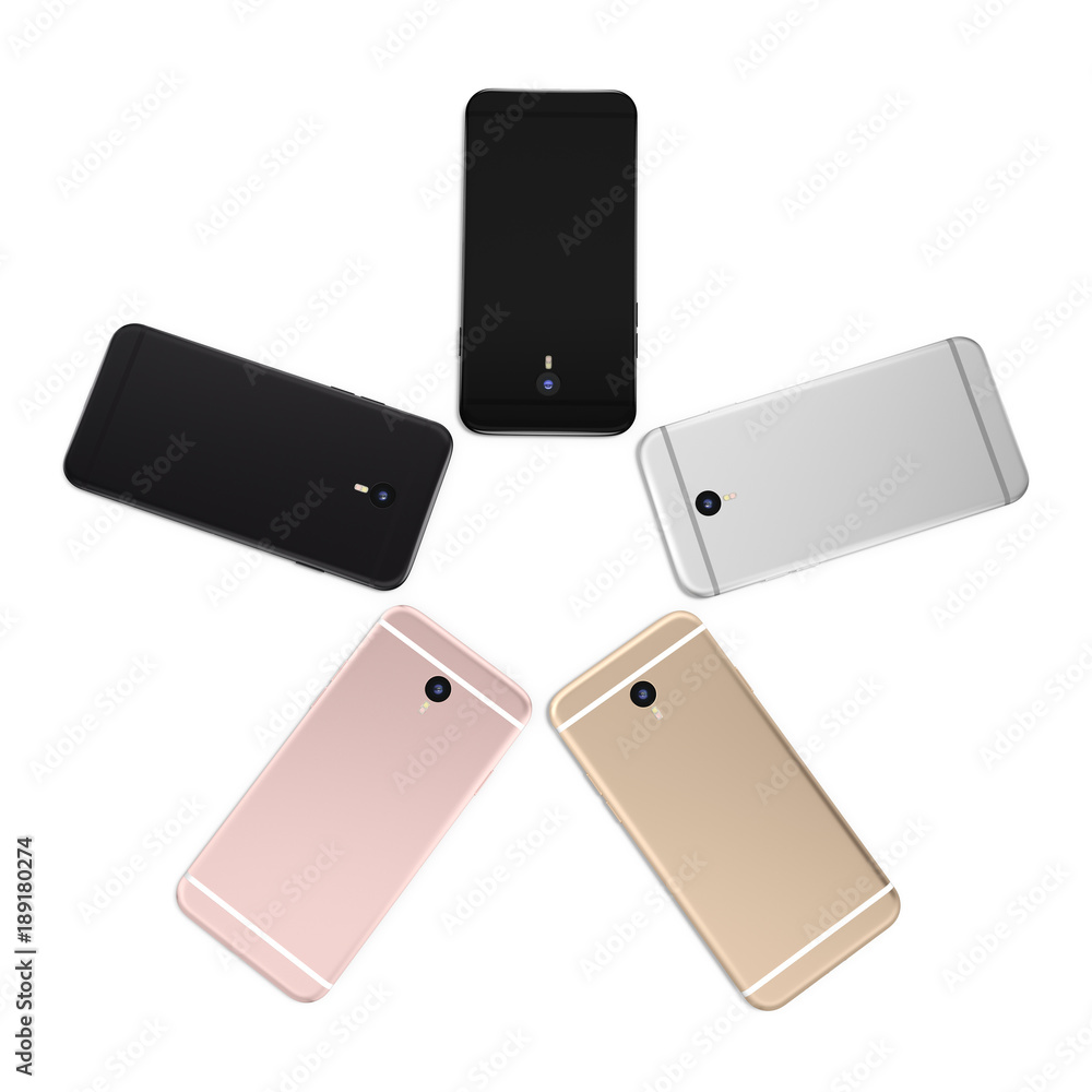 3D rendering set smart phone with black screen 3D rendering set smart phone with black screen