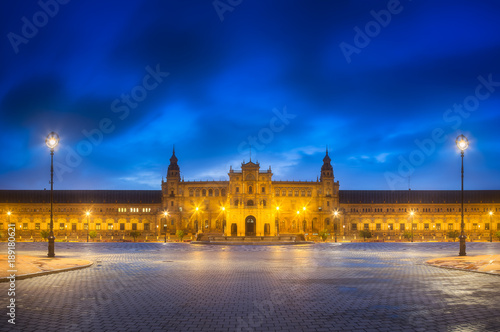 View of Spain Square on sunset, Seville