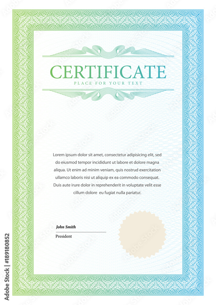 Certificate. Template diploma currency border.