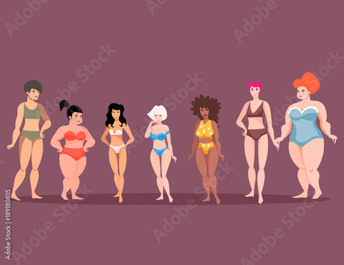 Women of different height and figure type .