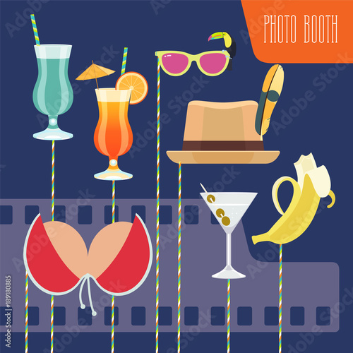 Photo booth props set vector illustration