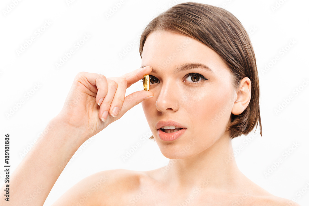 Beauty portrait of a pretty shirtless woman Beauty portrait of a pretty shirtless woman