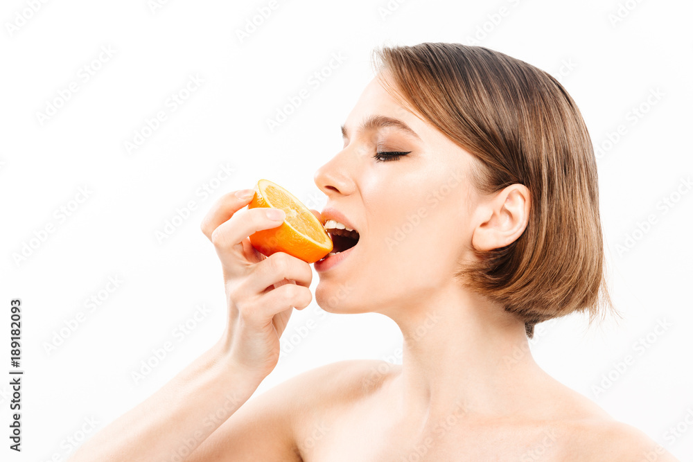 Beauty portrait of a young half naked woman Beauty portrait of a young half naked woman