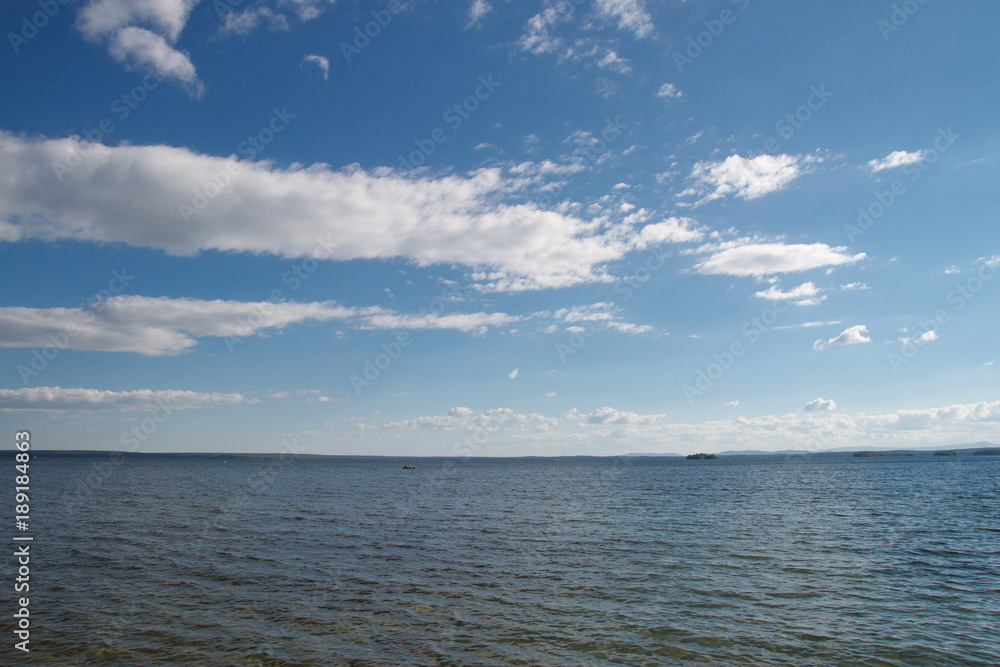 White cloud over lake White cloud over lake
