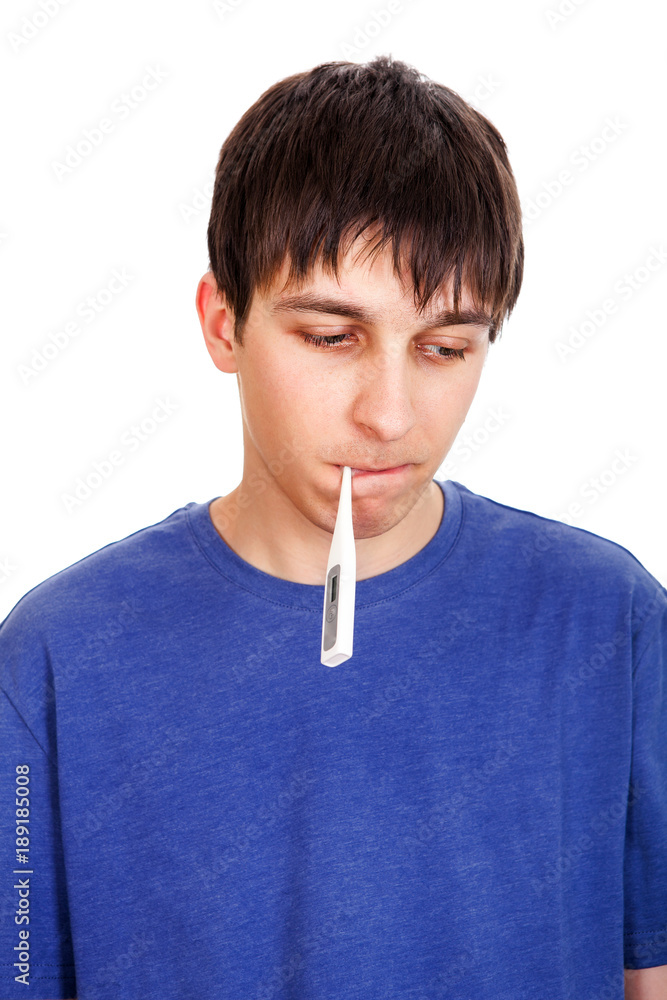 Young Man with a Thermometer Young Man with a Thermometer