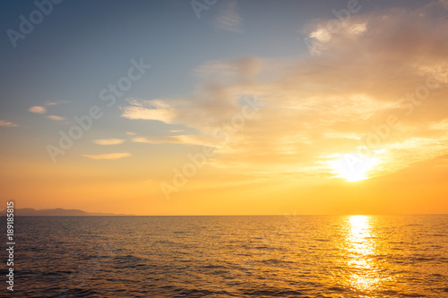 Beautiful sunset on the beach and sea