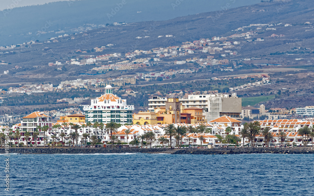 View from sea of Los Cristianos bay, Tenerife, Spain

