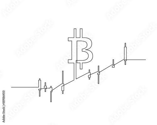 Bitcoin growing exchange rate, continuous line drawing.