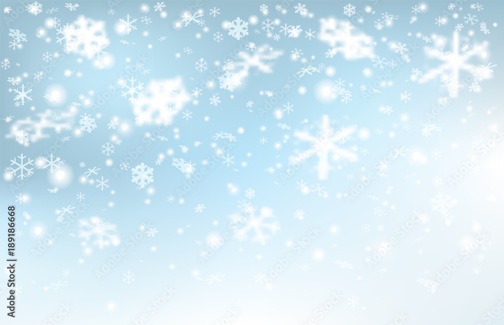 Falling snow on a light blue background.