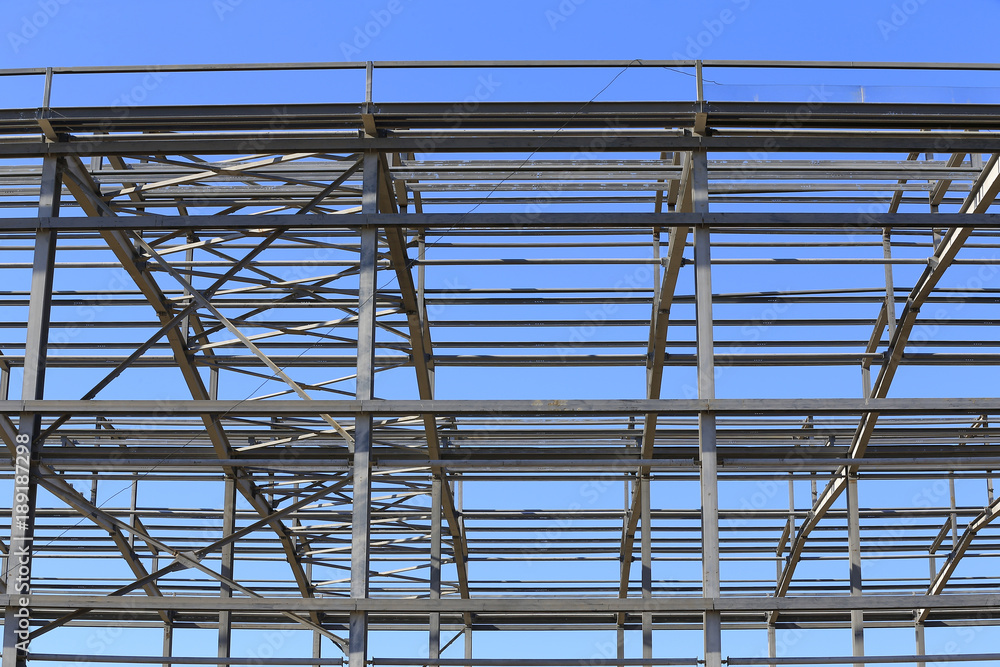 The steel frame structure is under construction The steel frame structure is under construction