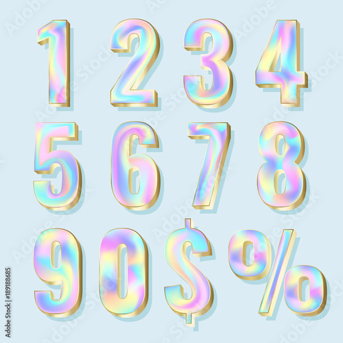 Set of ten numbers form zero to nine, number design