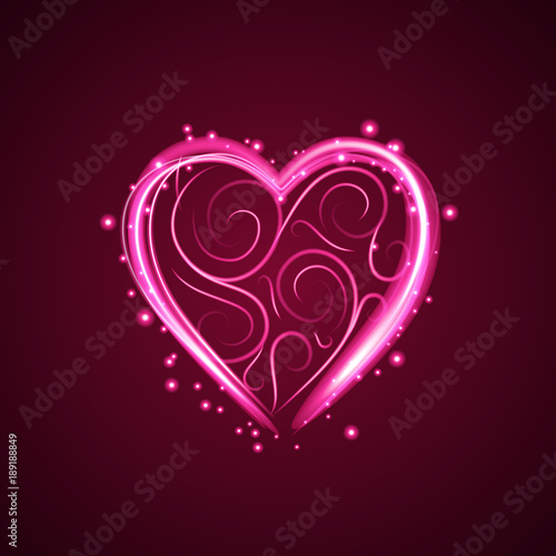 Neon Pink Heart Card