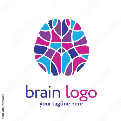Human brain logo template. Brain research concept