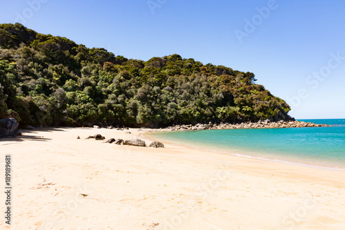 New Zealand Abel Tasman National park bay landscape with clear water on the beach © Bjoern