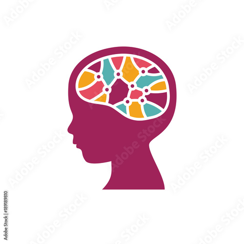 Child brain icon. Brain research concept