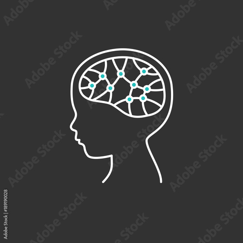 Child brain icon. Brain research concept