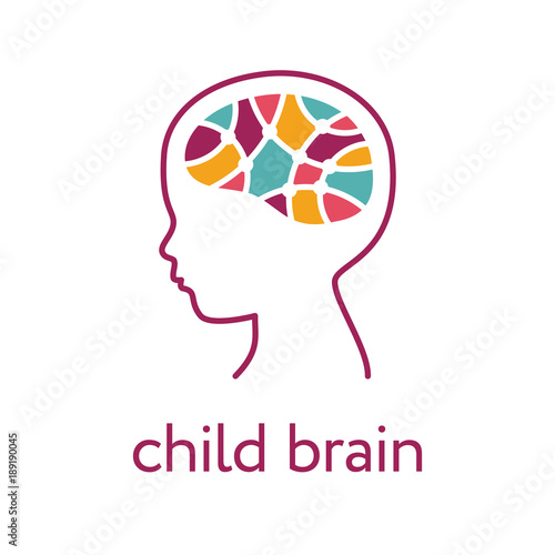 Child brain icon. Brain research concept